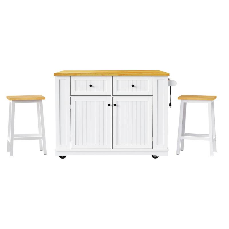 Rolling Kitchen Storage Cart on 5 Wheels with Drop Leaf,Power Outlet,Open Side Racks