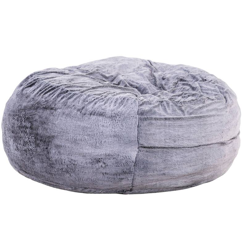 Classic 5ft Faux Fur Memory Foam Bean Bag, Living Room Lounger, Soft Comfortable Bean Bag Chair