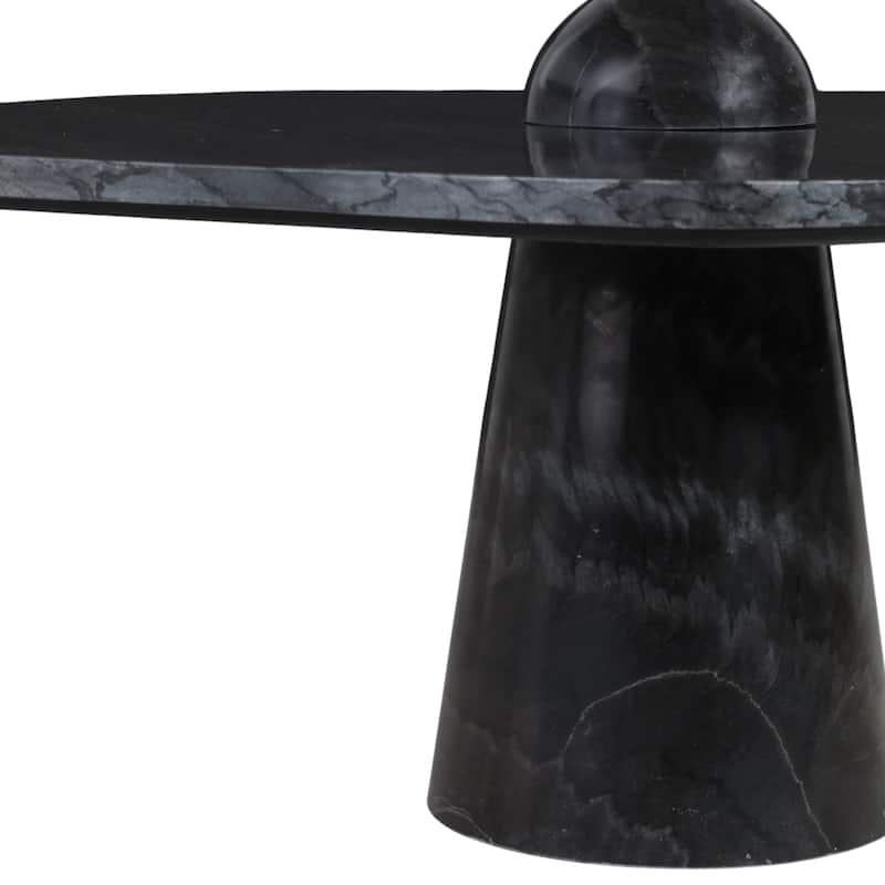 Pearl Marble Coffee Table Sculptural Pedestal Base - 17" Black - 36" x 36" x 17"