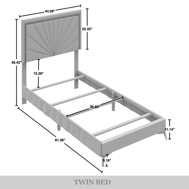 CraftPorch Luxurious Diamond Strip Velvet Upholstered Bed