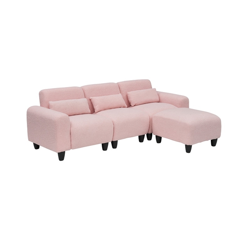 84.6" Teddy velvet L-shaped modular sofa