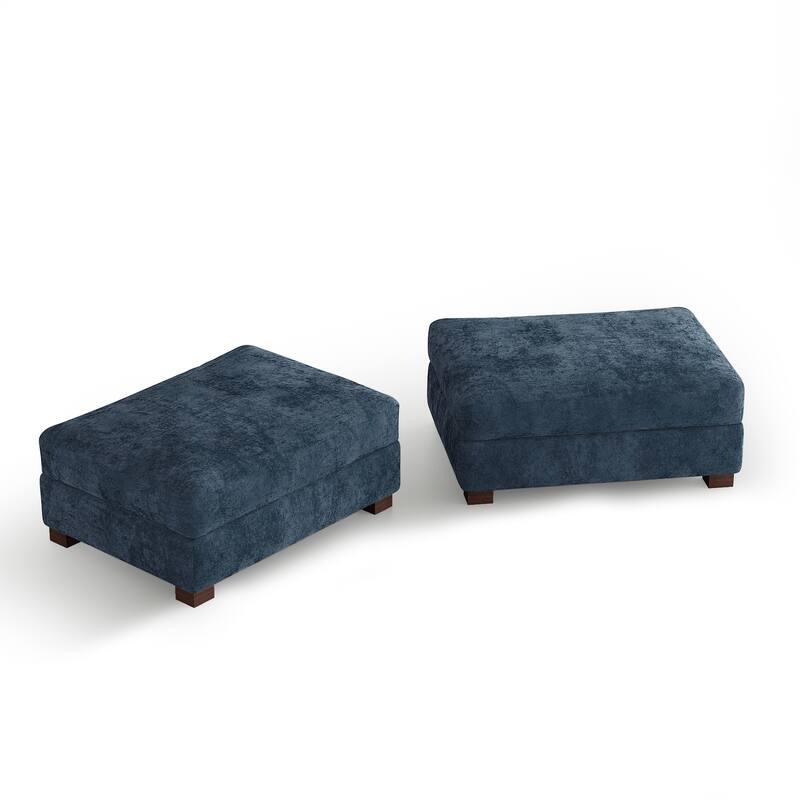 2 Set Modern 41" W Rectangle Chenille Ottoman