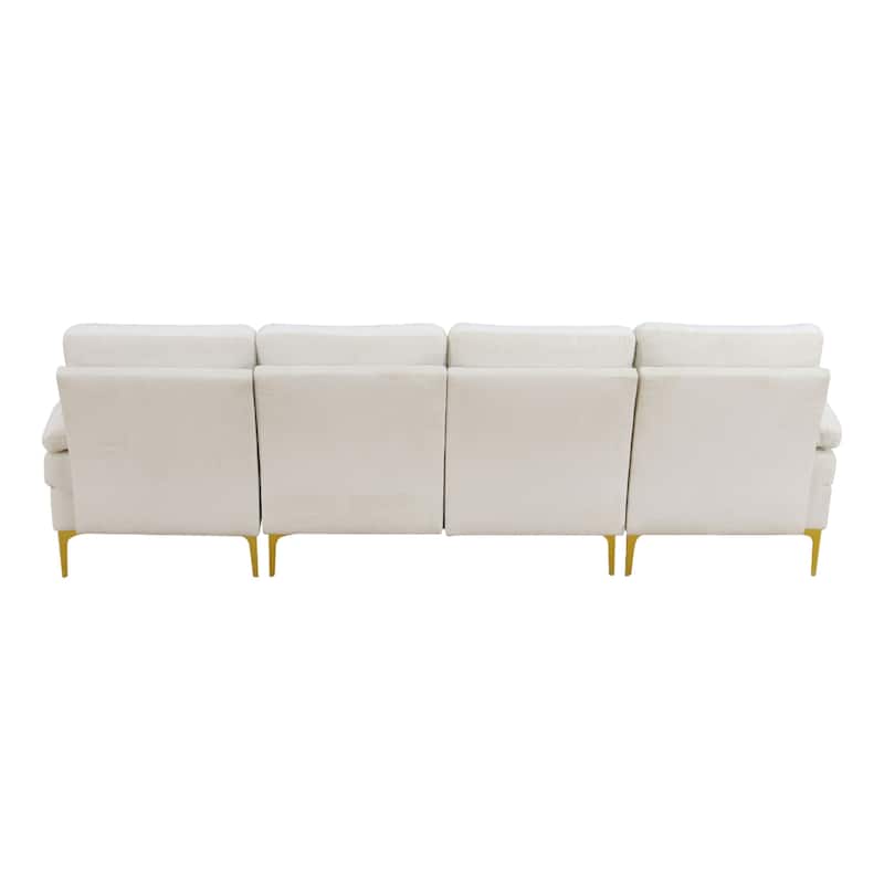 KISRAIS 99.5" Wide 3-Piece Flannel U-shaped Sectional Sofa