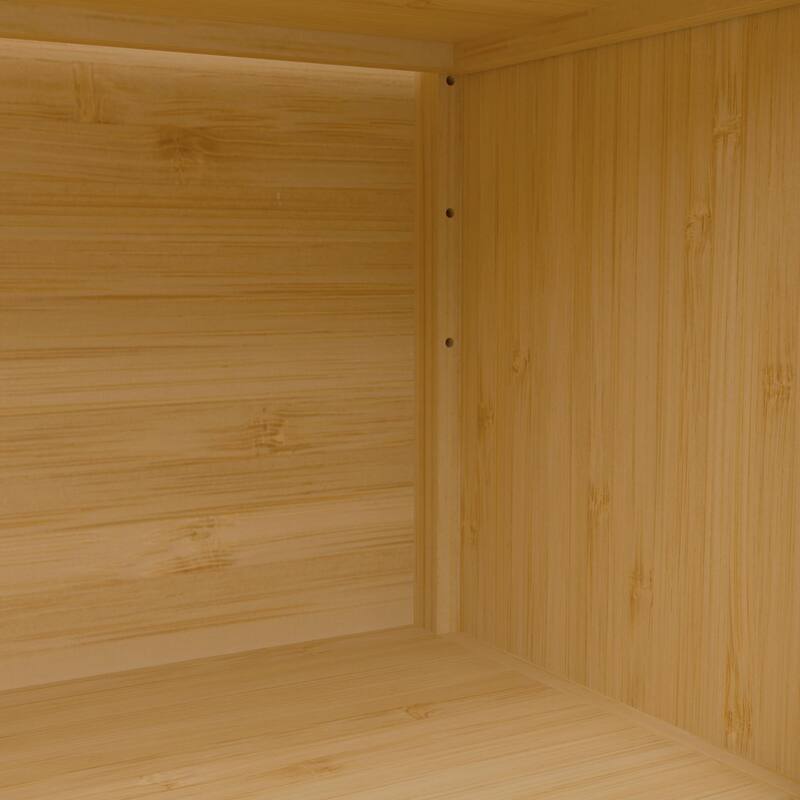 Bamboo Bathroom Cabinet with Drawers, Storage Cabinet with Open Shelves, Accent Cabinet with Magnetic Door