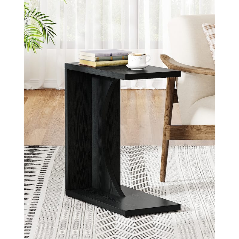 C-Shaped End Table for Couch, Side Table for Small Space