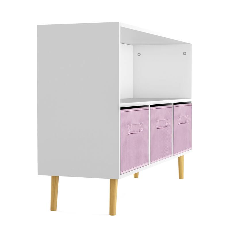 Kids bookcase,Book Display,Toy Storage Cabinet with Collapsible Fabric Drawers