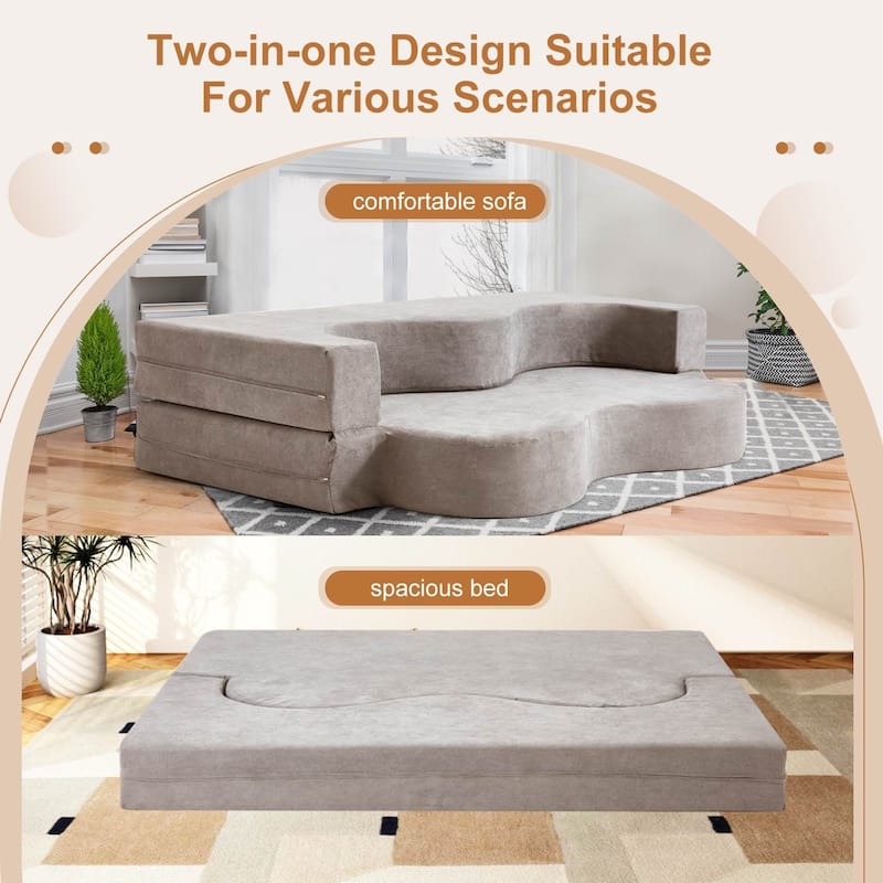 Convertible Folding Sofa Bed with High-Density Foam for Living Room, Guest Room, and Bedroom