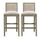 preview thumbnail 19 of 43, Set of 2 Counter Height Bar Stool, Fabric Upholstered Accent Chair, Wooden Frame Island Dining Chair, Bistro High Bar Chair