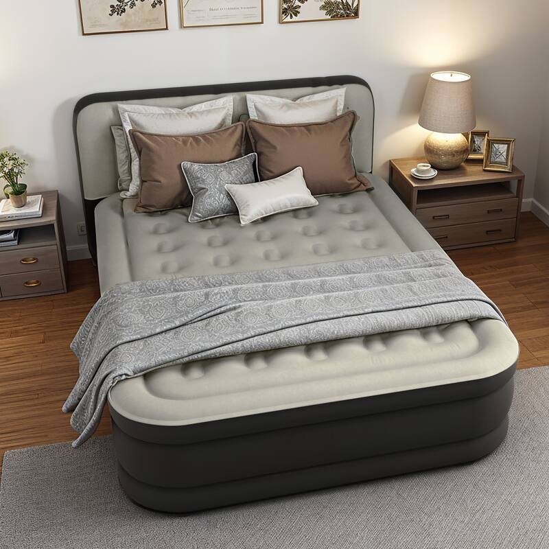 Moasis Queen Air Mattress with Inflatable Headboard