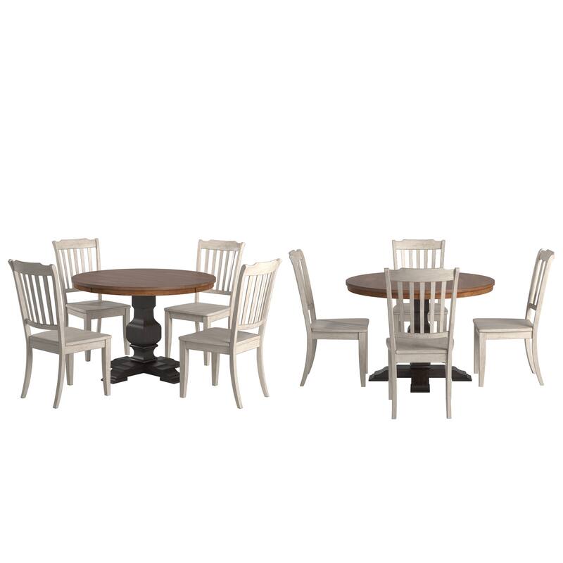 Ronda 45" Round Solid Wood Top Dining Set with Spindle Back Chairs