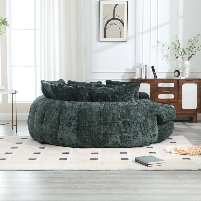 81.10" Double Bread Extra Large Round Sofa Bed with Armrests and Large Cushions