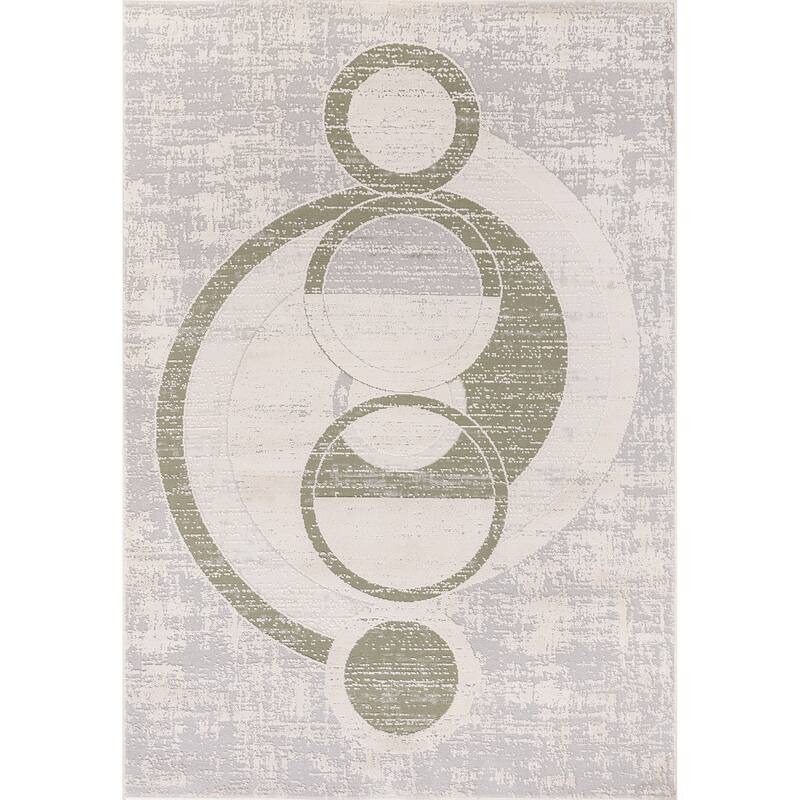 Cairo Collection Transitional Geometric Area Rug - 2' x 3' - Bone/Green