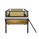 preview thumbnail 36 of 69, Metal Loft Bed with Rectangular Desk, LED lights, Storage Shelves and Hanging Storage Compartments, Safety Guard and Ladder