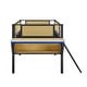 preview thumbnail 36 of 34, Single Metal Loft Bed with Rectangular Desk, LED Loft Bed Frame Double Bed with Storage Shelves and Hanging Storage Compartments