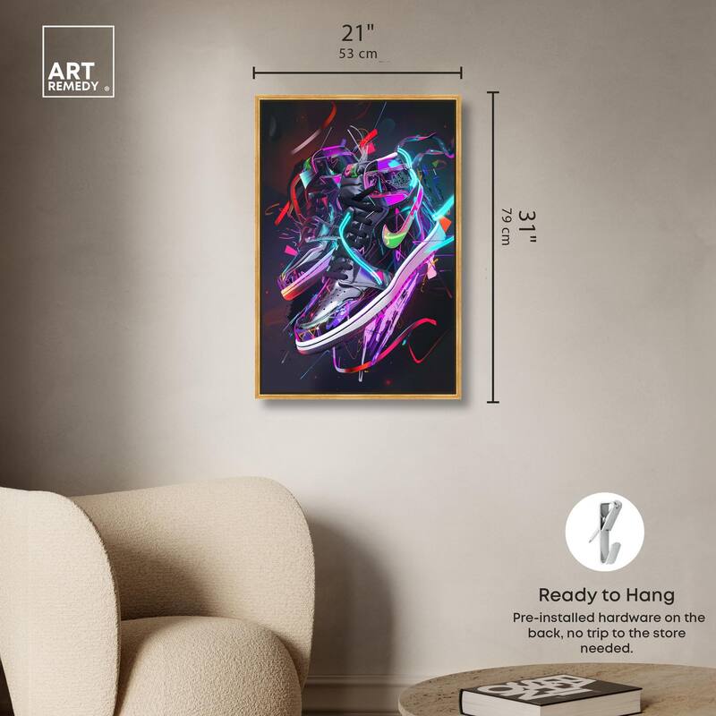Neon Ribbons Sneakers Canvas by Art Remedy