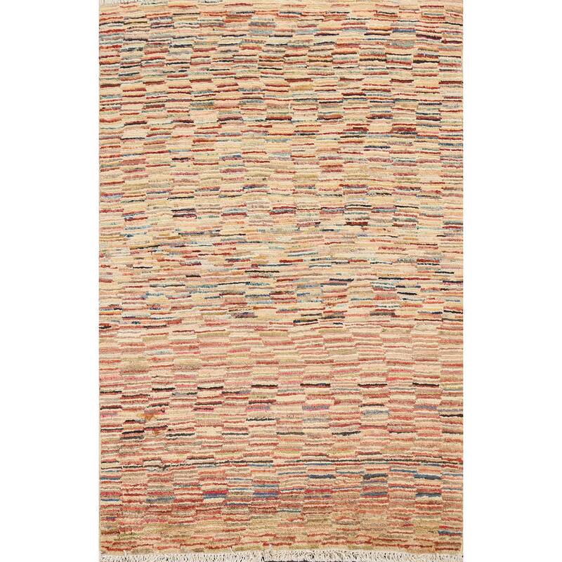 Striped Modern Gabbeh Kashkoli Oriental Wool Area Rug Handmade Carpet - 2'5" x 3'9"