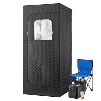 Black 1 Person Foldable Home Steam Sauna with 3L Steam Pot and Adjustable Temperature - 31”L x 31”W x 71”H