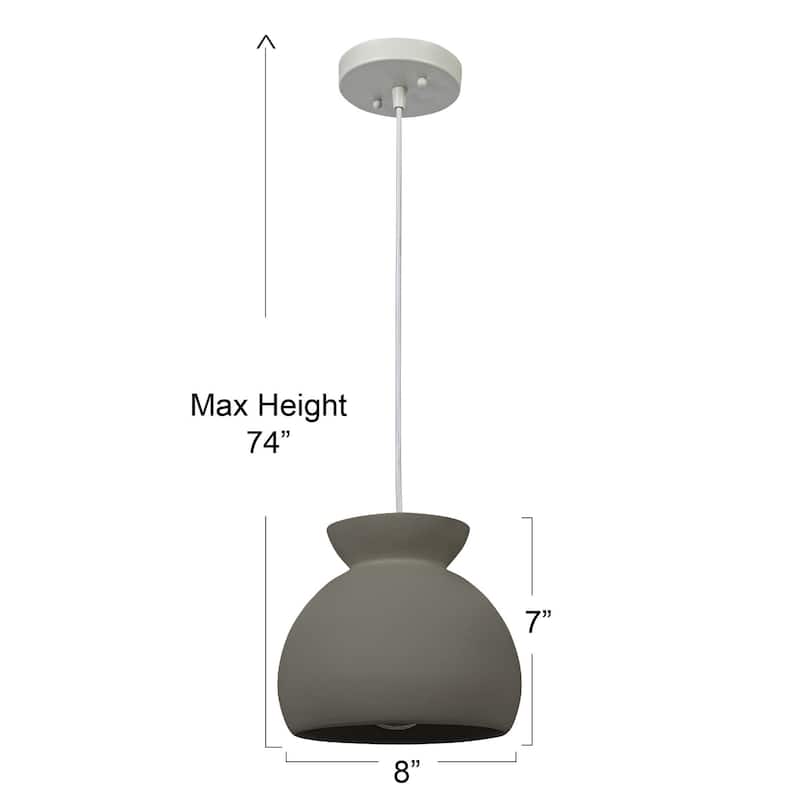 Sienna Ceramic Ceiling Light with Fabric Cord - 9.0"L x 9.0"W x 7.8"H