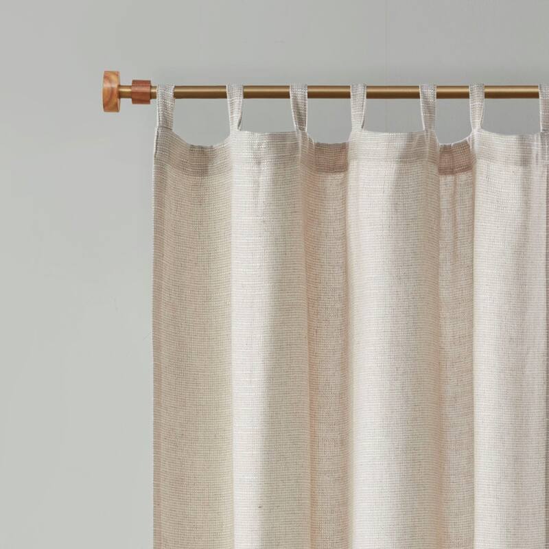 Faux Linen Tab Top Fleece Lined Curtain Panel