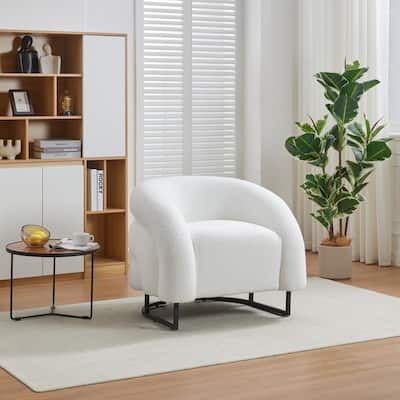 SEYNAR Modern Teddy Upholstered One-piece Ring Backrest Armrest Accent Chair