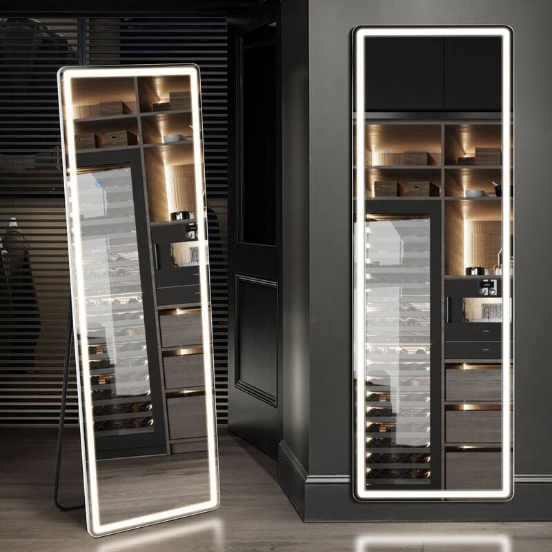 LED full-length mirror and adjustable touch sensor - 71*26 - White