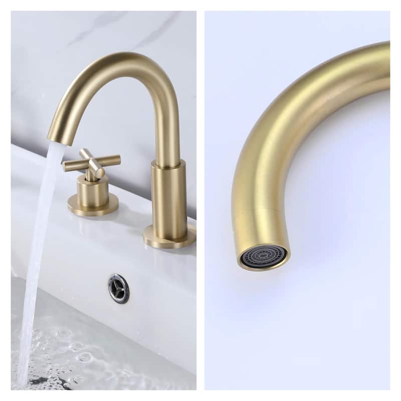 Modland 3-Hole Bathroom Faucet with 360-degree Swivel Spout & CEC Certified, Gold/Black/Nickel