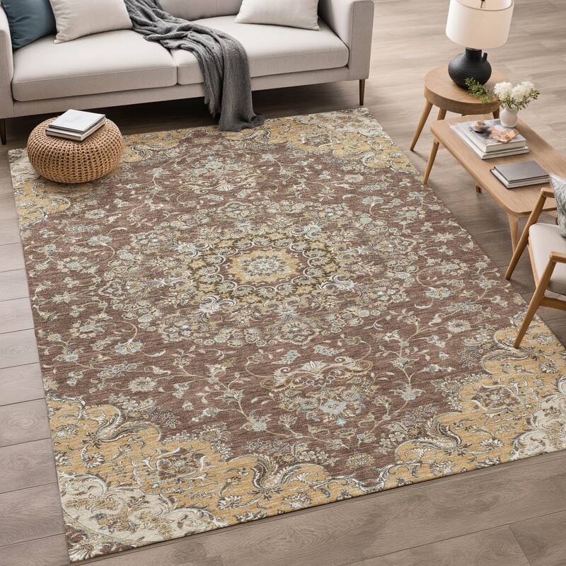 Machine Washable Indoor/ Outdoor Traditional Niko Chantille Rug