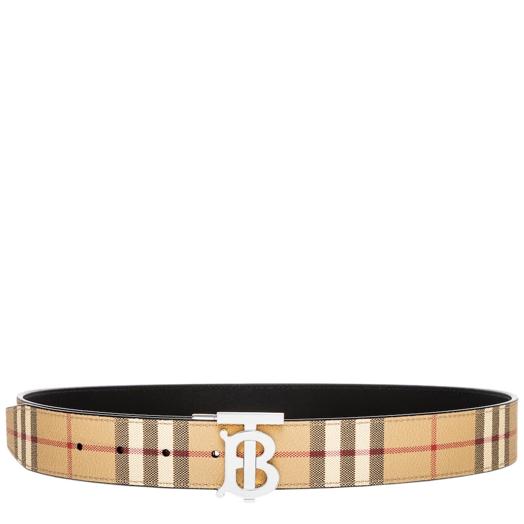 Burberry Men's Reversible Check TB Belt 1.4" Wide
