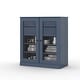 preview thumbnail 10 of 47, Palace Imports 100% Solid Wood Short Clear Glass Bathroom Storage Cabinet with 2 Drawers, 32" W x 35.75" H