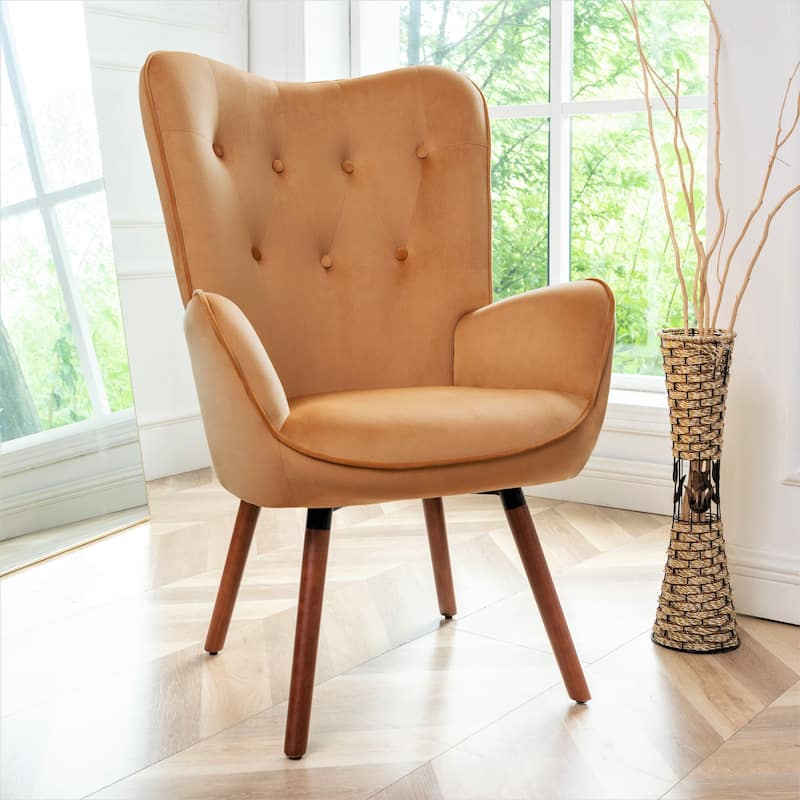 Us Pride Furniture Kreedence 26.38" W Microfiber Accent Chair - Muster Yellow