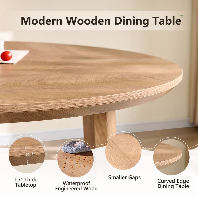 Modern Dining Table for 4-6, Round Dining Room Table for Kitchen