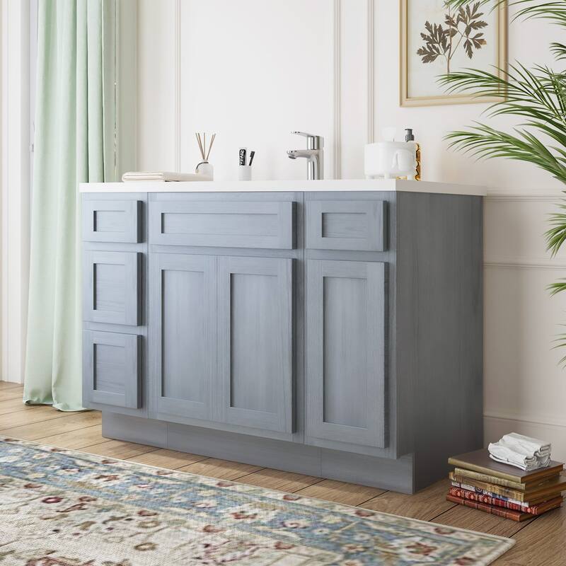 Vanity Art 48" Oak Freestanding Bathroom Vanity Cabinet without Top