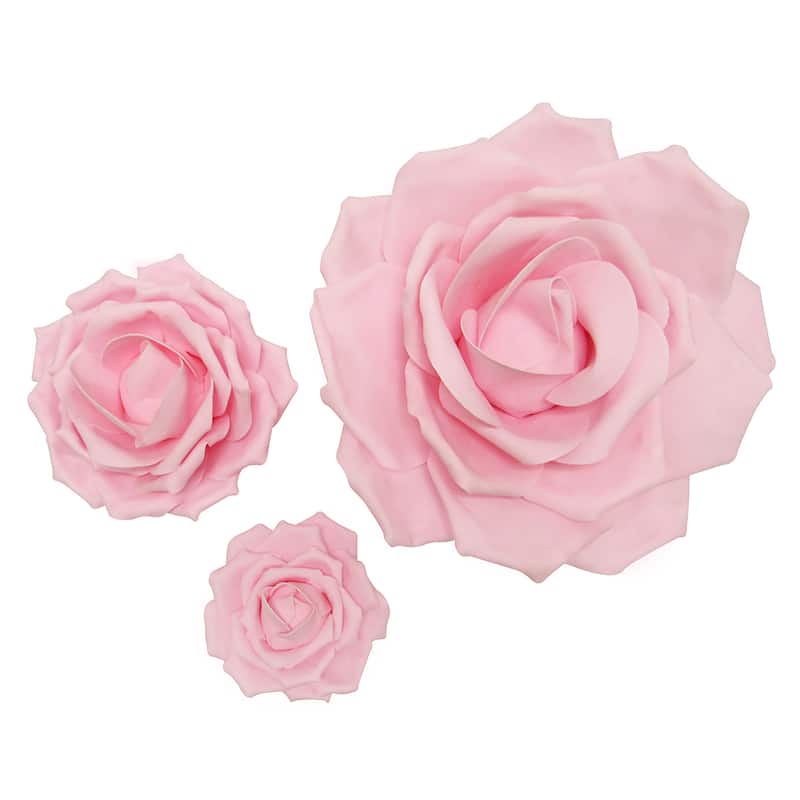 Set of 3 Large Foam Rose Flower Wall Decor Backdrop Art Crafts