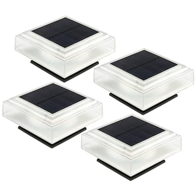 Pure Garden Solar Post Cap Lights - 4-Pack Waterproof Fence Lights (Black)