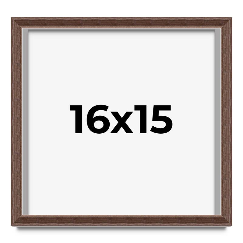 16x15 Shadow Box Frame Brown | 1.125 inches Deep Real Wood Rustic