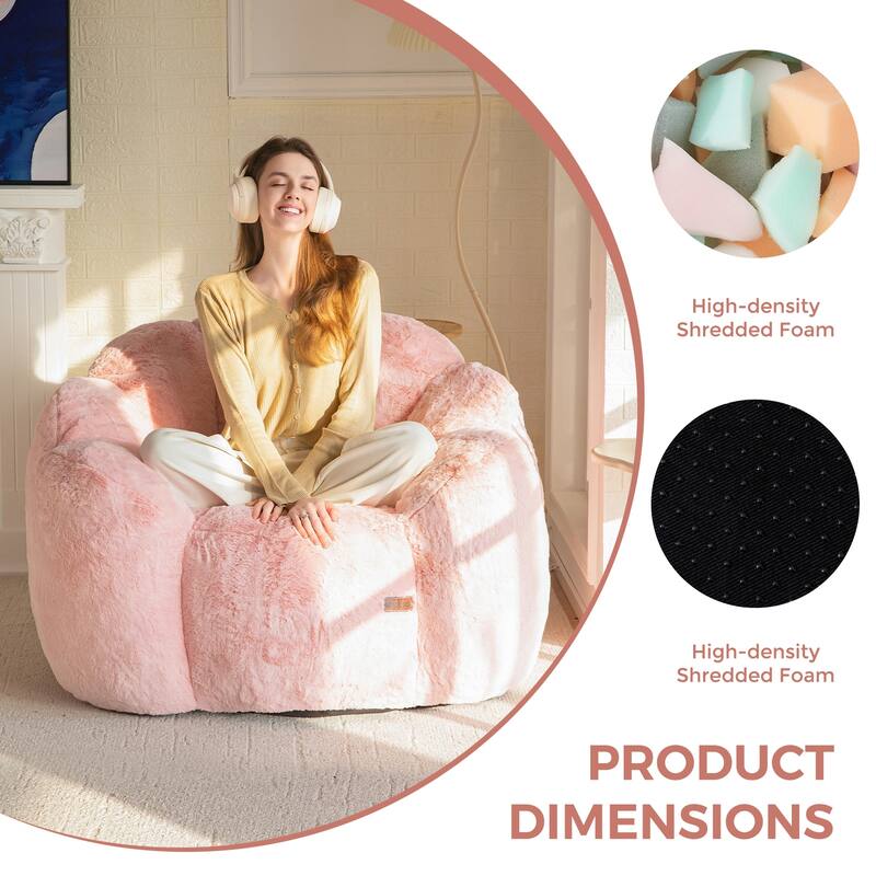 Single Faux Far Floral Shaped Bean Bag Chair