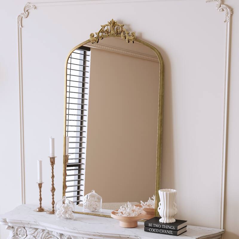 Classic Antique Arched Mirror Hanging or Leaning Against Wall