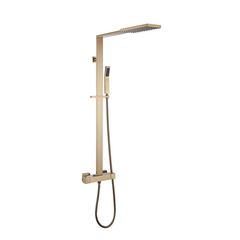 Double Handles Two Functions Wall Mounted Bathroom Shower System With Thermostatic Valve
