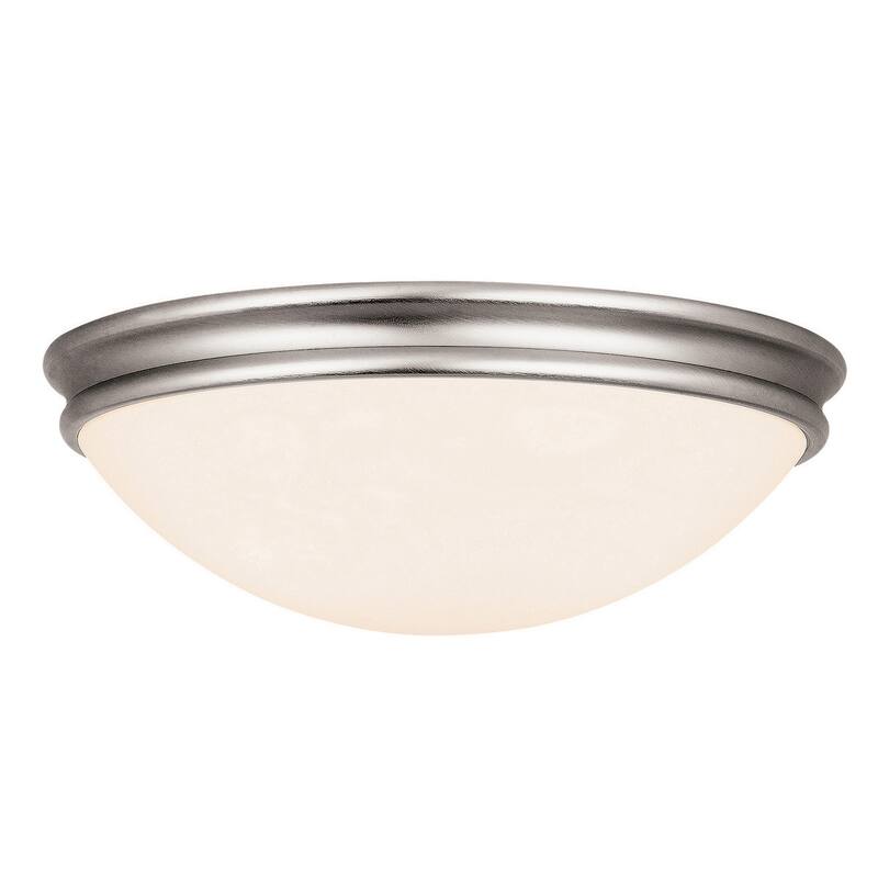 Access Lighting Atom - 3-Light 14" Flush Mount - Brushed Steel Finish - Opal Glass Shade - Silver