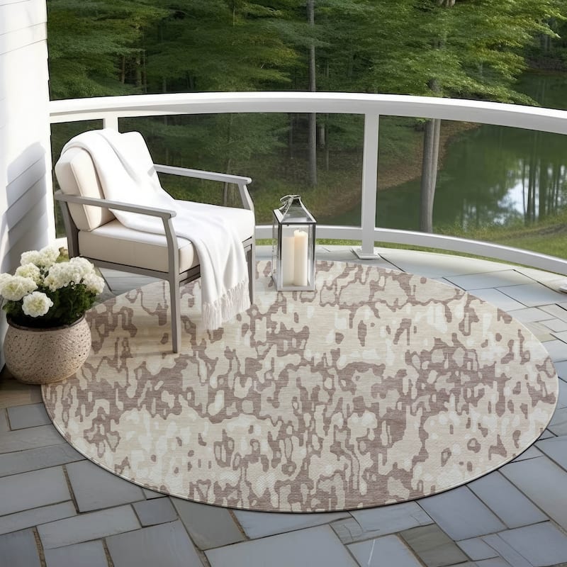 Machine Washable Indoor/ Outdoor Modern Watercolor Chantille Rug