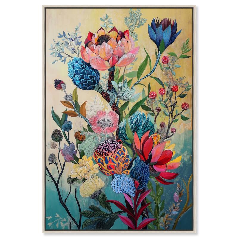 Exotic Bloom Medley I Canvas by Art Remedy - 36" x 54" - Silver