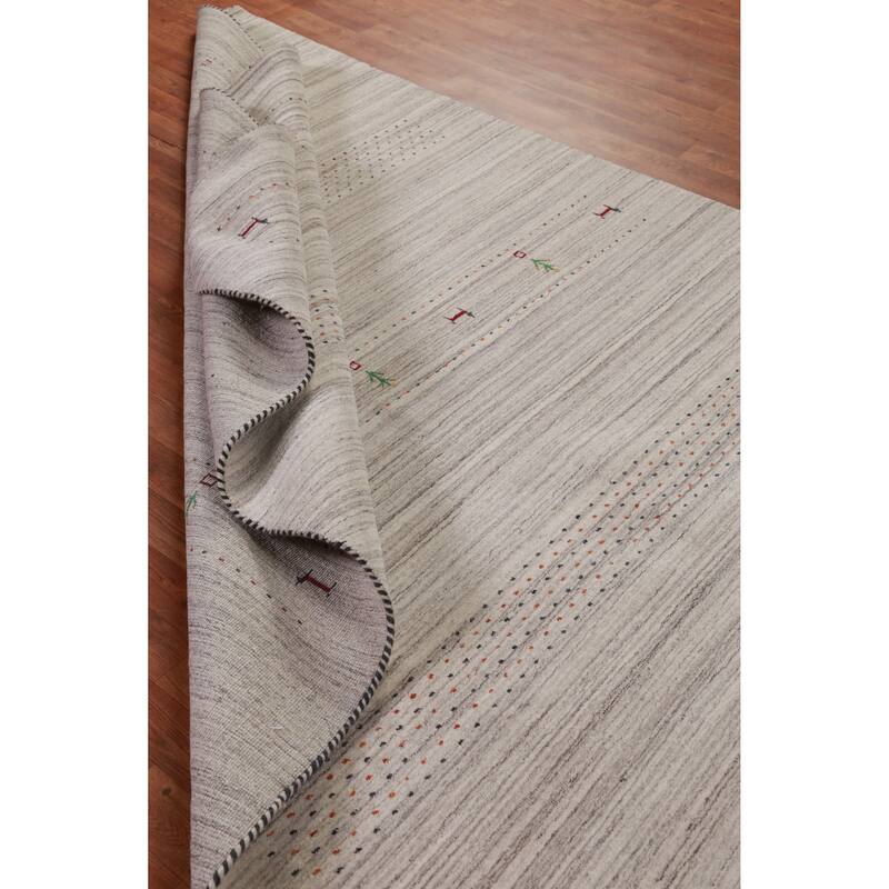 Hand Knotted Oriental 100% Wool Carpet Tribal Animal Pictorial Beige & Ivories Gabbeh Area Rug - 8' 10'' X 6' 3''