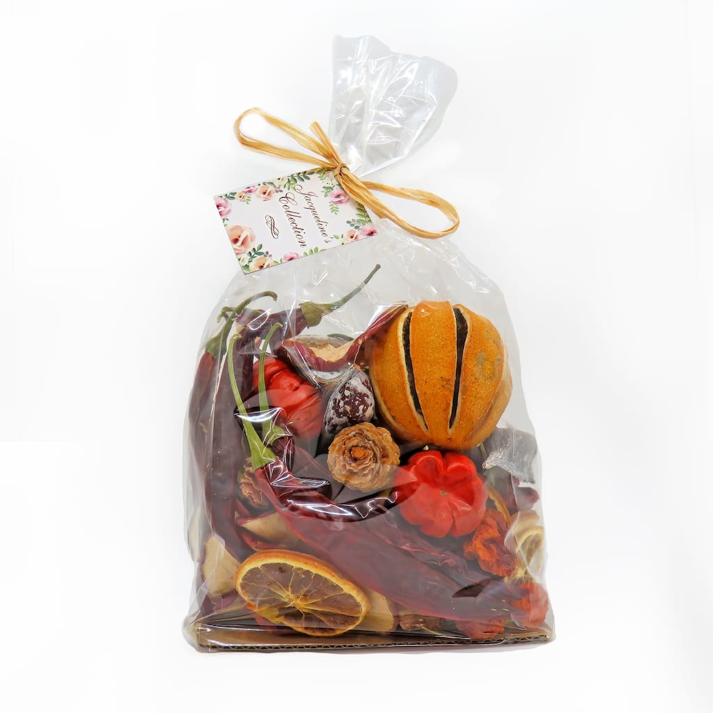 6" 250 Gram Mixed Potpourri Oranges, Sliced Red Apples, Chiles,Cones, Jackarandas - 6 in