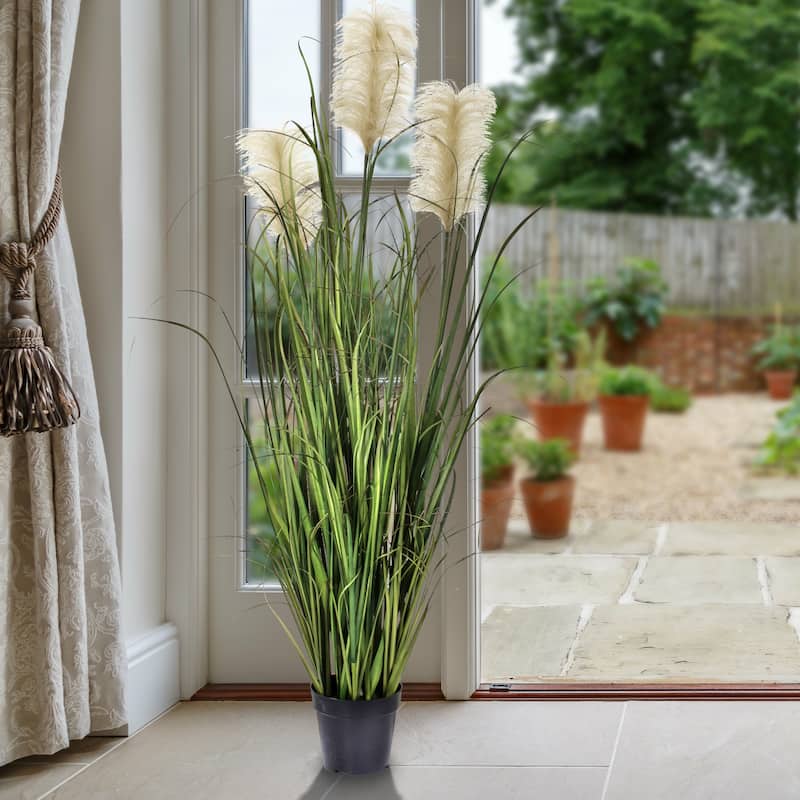 Potted PVC Nantucket Dunes Grass X3 Plumes 55" - 30"