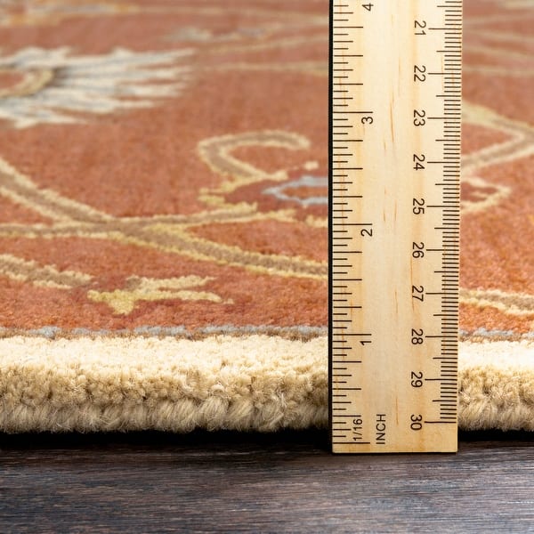 dimension image slide 1 of 2, Hand-tufted Trey Traditional Wool Area Rug