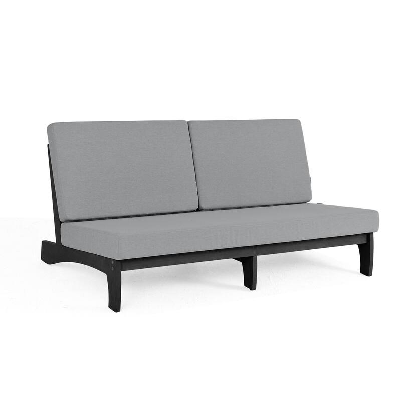 3 Seat Wood 64" W Cushioned Outdoor Patio Sofa with Coffee Table