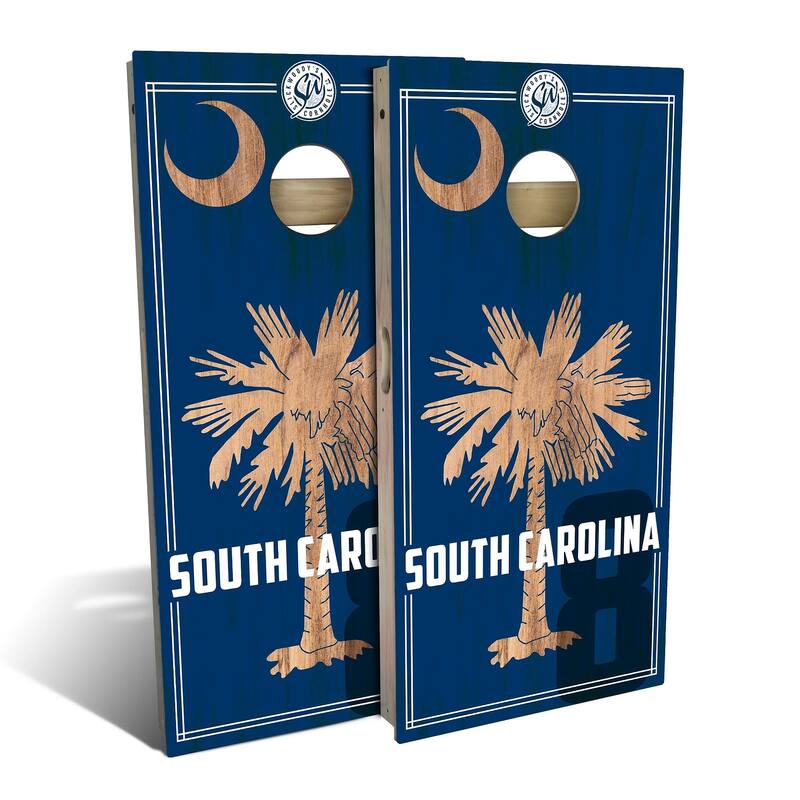 South Carolina State Flag 2 Outdoor Cornhole Board Set - Premium 2x4 - Include Carrying Case