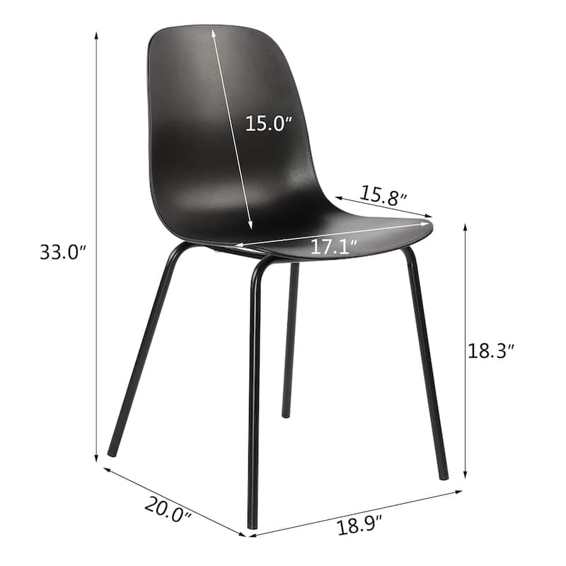 Modern Plastic Dining Chairs Industrial Side Chairs with Metal Legs Set of 2