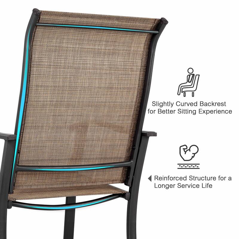 5-Piece Patio Ergonomic Textilene and Metal Dining Set with Umbrella Hole