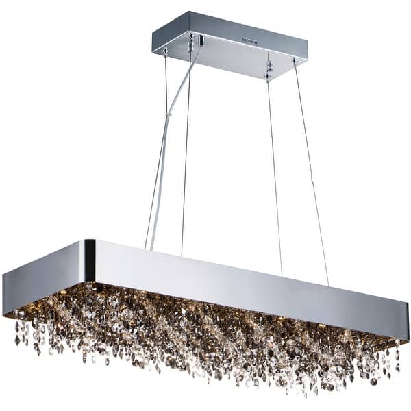 slide 2 of 8, Maxim Mystic 32" Wide LED Crystal Linear Drum Chandelier Polished Chrome